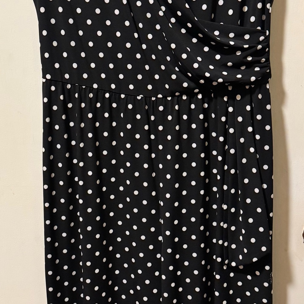 Connected Apparel Women’s 10 One Piece Pant Suit Romper Black White Polka-dots